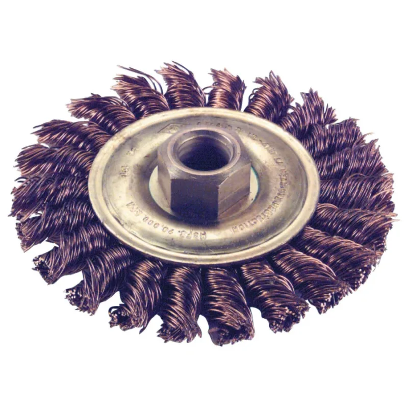 Knot Wire Wheel Brush, 6 in D x 1/2 in W, .02 in 9,000 rpm