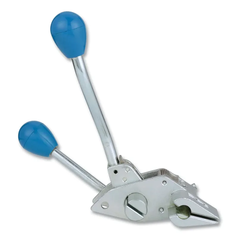 Bantam strapping tool. Low torque, two hand installation.
