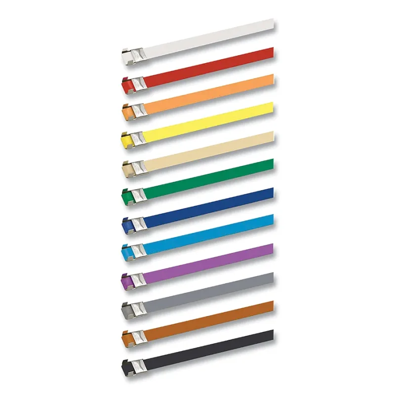 COLOR-IT® Roll-Band, 1/2 in W x 100 ft L, 0.025 in Thick, 201 Stainless Steel, Clear Plastic Tote