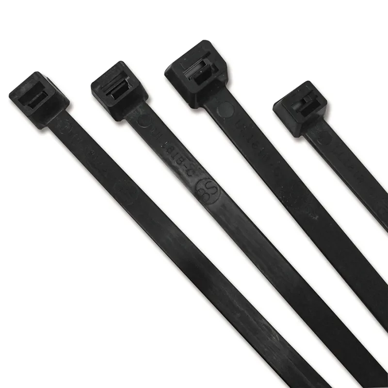 UV Stabilized Cable Ties, 50 lb Tensile Strength, 11.1 in L, Black, 100 EA/BG