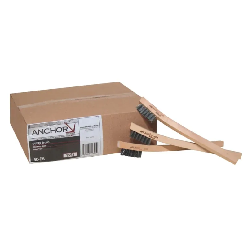 Utility Brush, 3x7 Rows, Stainless Steel Bristles, Wood Block/Handle, Hand Tied