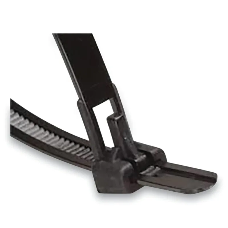 Releasable Cable Ties, 50 lb Tensile Strength, 14.6 in L, Black, 100 EA/BG