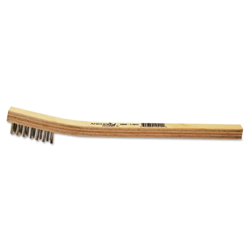 Inspection Brush, 7-1/2 in L, 3 x 7 Rows, Stainless Steel, Bent Wood Handle
