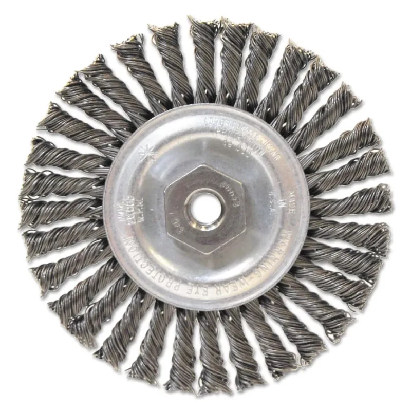 Narrow Face Stringer Bead Wheel Brush, 4 D x 3/16 W, 0.02 Carbon Steel, 3/8 - 24