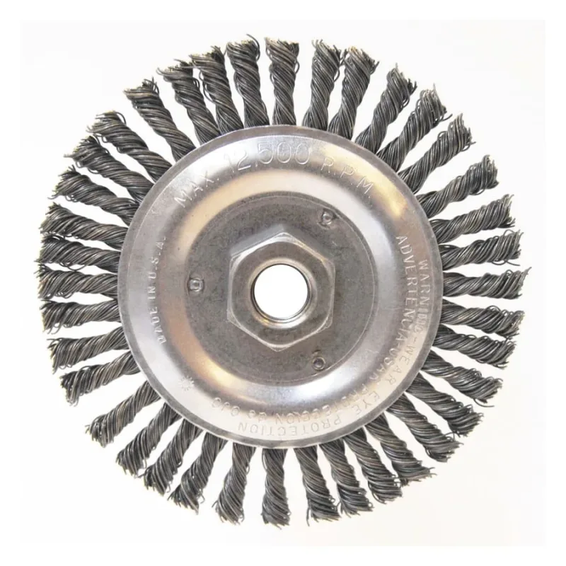 Stringer Bead Wheel Brush, 5 in dia x 3/16 in W, 0.02 in Steel Wire