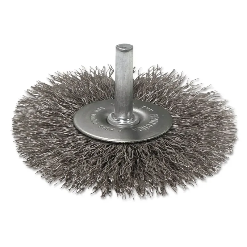 Crimped Wire Wheel Brushes, 3 in D, 0.014 in Stainless Steel Wire