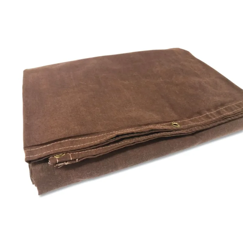 Protective Tarp, 12 ft W x 14 ft L, Mildew/Water Resistant, Canvas, Brown