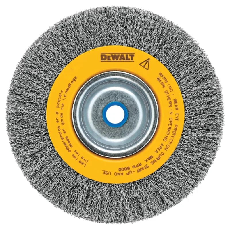 Bench Grinder Brushes, 8 in Dia., 3/4 in, 0.014 in, Carbon, 4,000 rpm