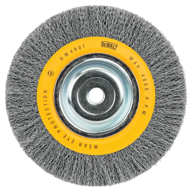 Bench Grinder Brushes, 8 in Dia., 1 in, 0.014 in, Carbon, 4,000 rpm