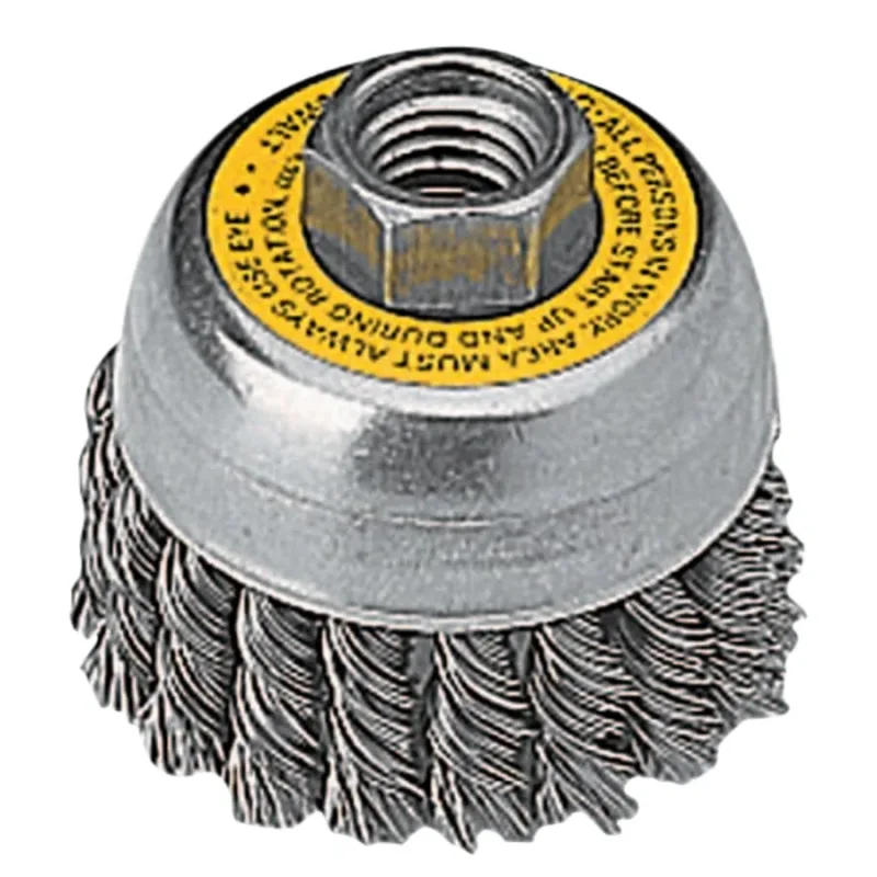 Cup Brush, Carbon Crimped, 3 in dia, 5/8 in-11 TPI, 14000 RPM