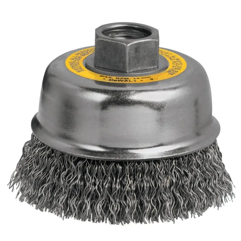 Cup Brush, Crimped, 3 in, 5/8-11, 14000 RPM