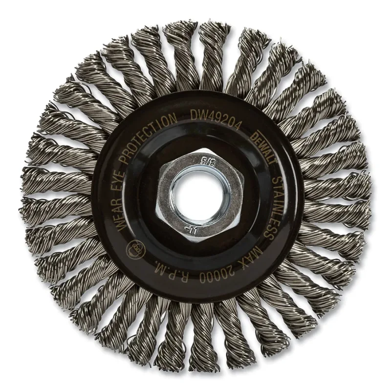 Stringer Wire Wheel, 4 in dia, 1/2 in Face dia, 0.020 in Stainless Steel Wire, 20000 RPM