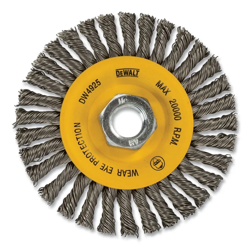 Stringer Wire Wheel, 4 in dia, 1/2 in Face dia, 0.020 in Carbon Steel Wire, 20000 RPM
