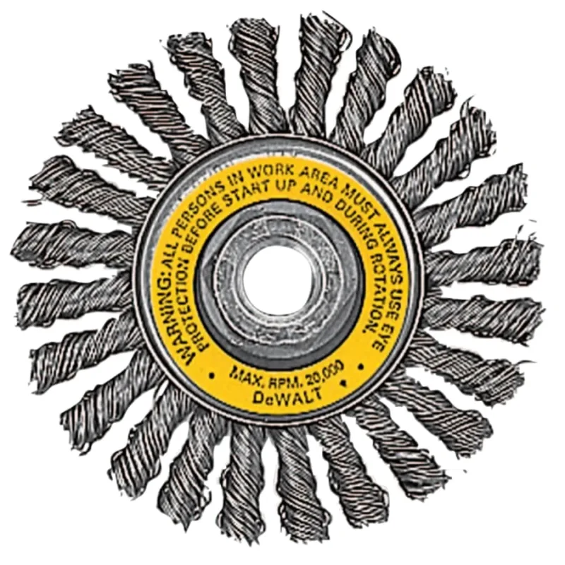 Wire Wheel Brushes, Carbon Stringer, 4 in dia, 5/8 in-11 TPI, 20000 RPM