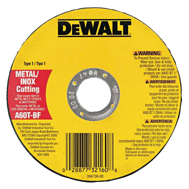 High Performance™ Cutting Wheel, Type 1, 4-1/2 in dia x 0.045 in Thick x 7/8 in Arbor, 60 Grit, Al Oxide, Ferrous Metals