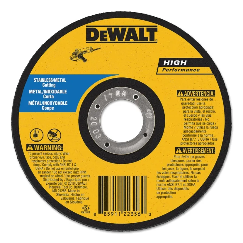 High Performance™ Cutting Wheel, Type 1, 5 in dia x 0.045 in Thick x 7/8 in Arbor, 60 Grit, Aluminum Oxide (115-DW8063) - additional view 1