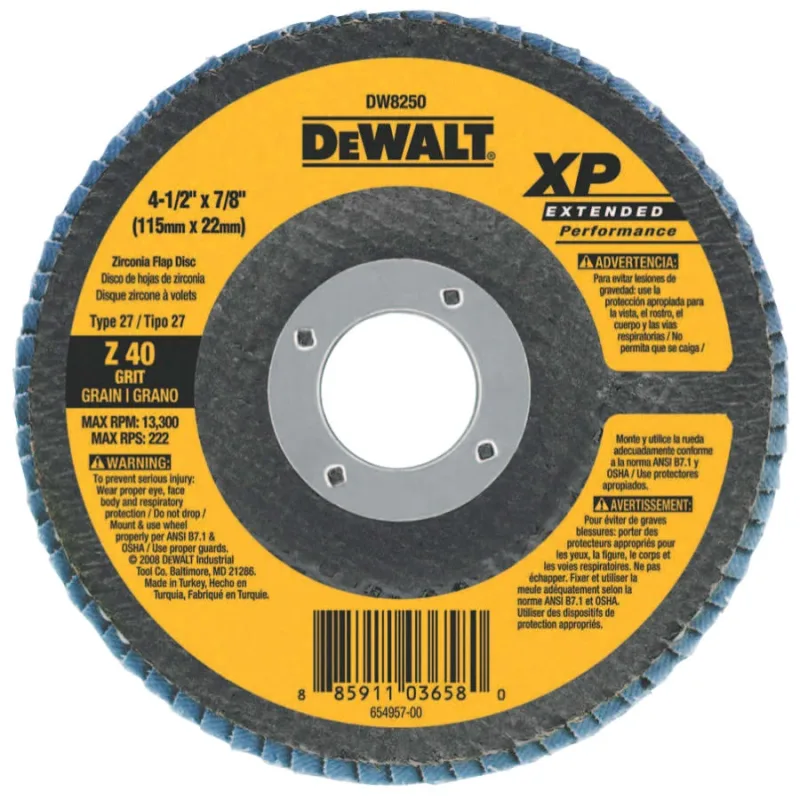 XP™ Extended Performance Flap Disc, 4-1/2 in dia, 40 Grit, 7/8 in Arbor, 13300 RPM, T27