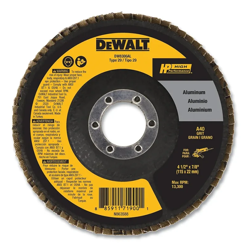 Type 29 Flap Disc, 4-1/2 in dia, 40 Grit, 7/8 in Arbor, Aluminum Oxide, 13300 RPM