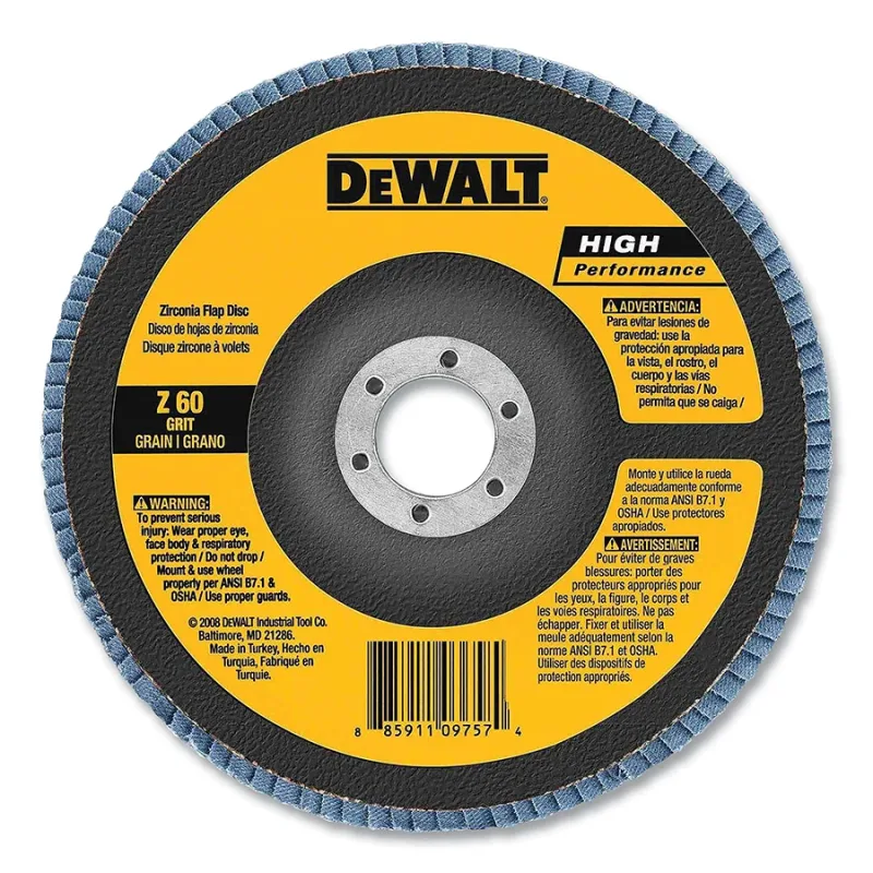 Type 27 Flap Disc, High Performance, 5 in dia, 80 Grit, 7/8 Arbor, Zirconia Alumina, 12200 RPM