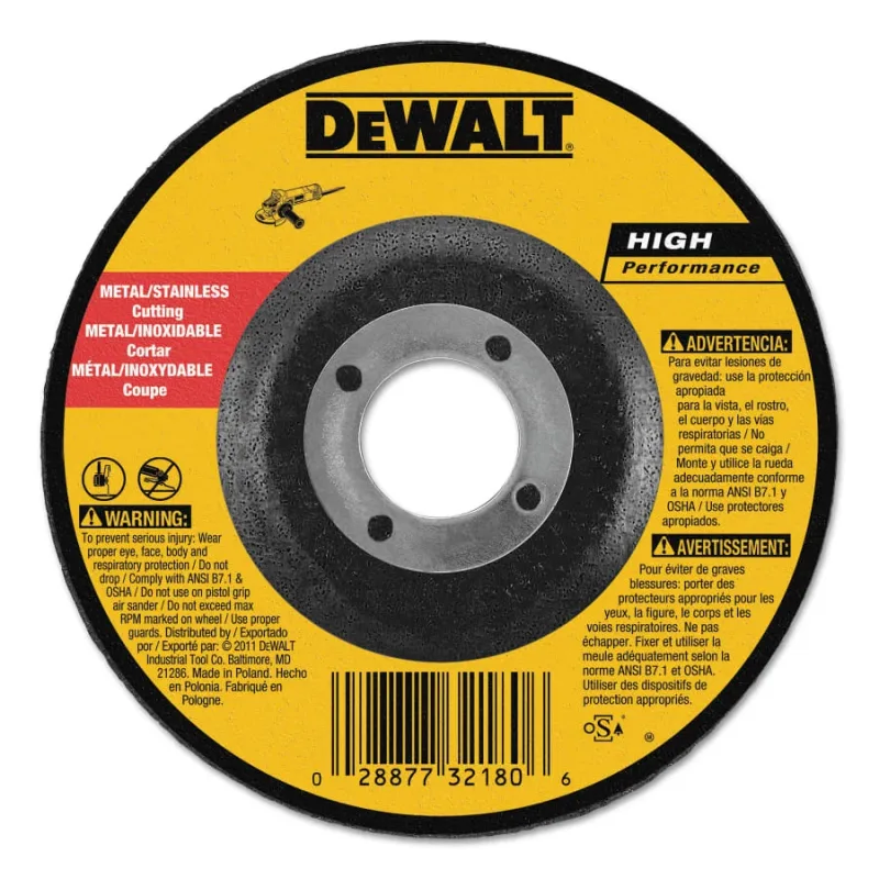 High Performance™ Cutting Wheel, Type 27, 5 in dia x 0.045 in Thick x 7/8 in Arbor, 60 Grit, Aluminum Oxide (115-DW8425) - additional view 1