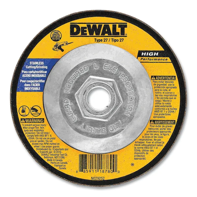 Type 27 Grinding Wheel, 6 in dia, 5/8 in-11 TPI, 10100 RPM, 30 Grit, 1/8 in Thick