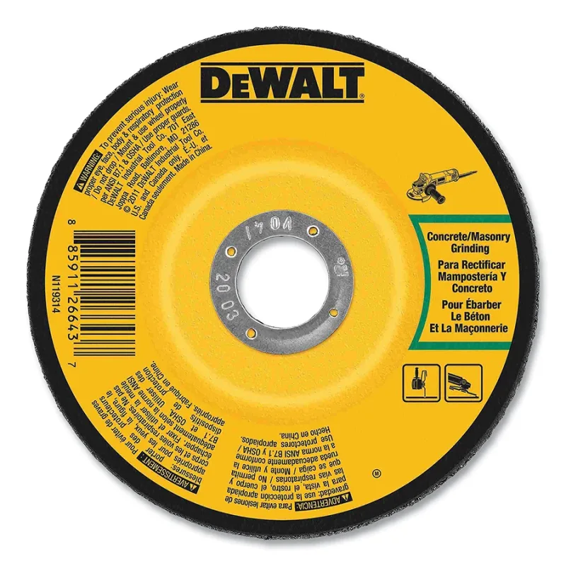 Type 27 Grinding Wheel, Concrete/Masonry, 4 in dia, 5/8 in, 15200 RPM, 24 Grit, 1/4 in Thick