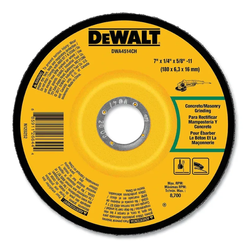 Type 27 Grinding Wheel, Concrete/Masonry, 7 in dia, 5/8 in-11, 8700 RPM, 24 Grit, 1/4 in Thick