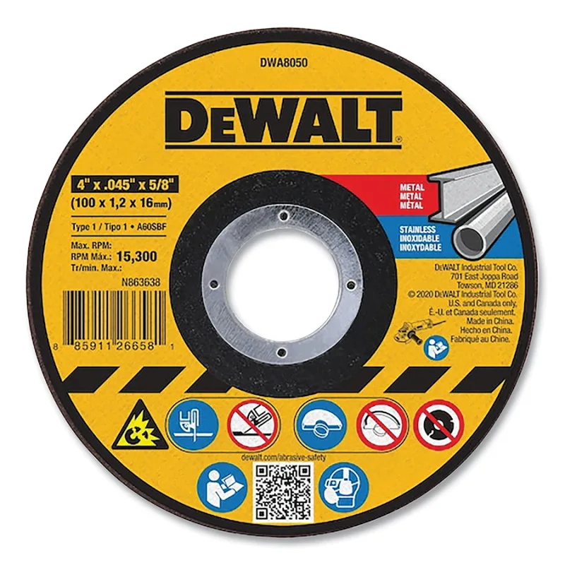 Cutting Wheel, Type 1, 4 in dia x 0.045 in Thick x 5/8 in Arbor, Aluminum Oxide