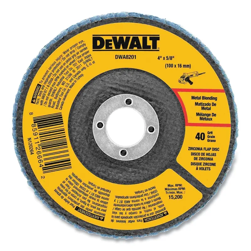 Type 29 Flap Disc, 4 in dia, 40 Grit, 5/8 in Arbor, Zirconia Alumina, 15200 RPM