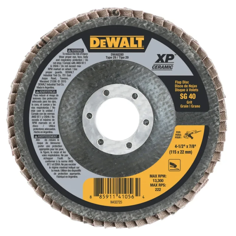 XP™ Ceramic Flap Disc, 4-1/2 in dia, 40 Grit, 7/8 in Arbor, 13300 RPM, T29