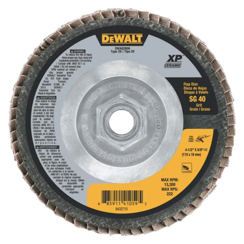 XP™ Ceramic Flap Disc, 4-1/2 in dia, 40 Grit, 5/8 in-11 Arbor, 13300 RPM, T29