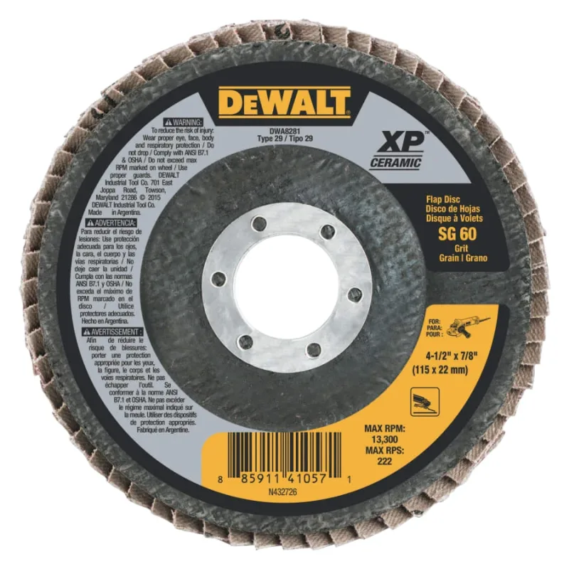 XP™ Ceramic Flap Disc, 4-1/2 in dia, 60 Grit, 7/8 in Arbor, 13300 RPM, T29