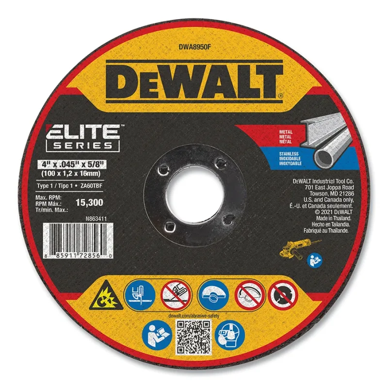 Elite Series™ Cutting Wheel, Type 1, 4 in dia, 0.045 in Thick, 5/8 in Arbor Hole, 60 Grit, Zirconia Alumina, 15300 RPM