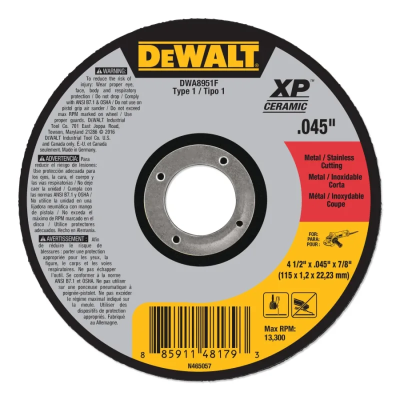 XP™ Ceramic Type 1 Metal Cutting Wheel, 4-1/2 in x 0.045 x 5/8 in -11