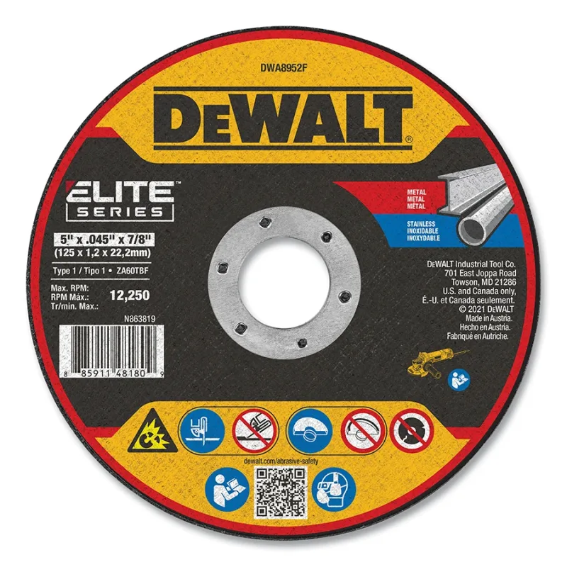 Elite Series™ Cutting Wheel, Type 1, 5 in dia, 0.045 in Thick, 7/8 in Arbor Hole, 46 Grit, Ceramic, 12200 RPM