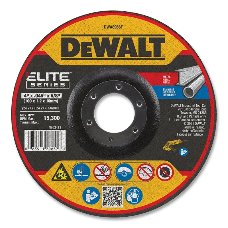 Elite Series™ Cutting Wheel, Type 27, 4 in dia, 0.045 in Thick, 5/8 in Arbor Hole, 60 Grit, Zirconia Alumina, 15300 RPM
