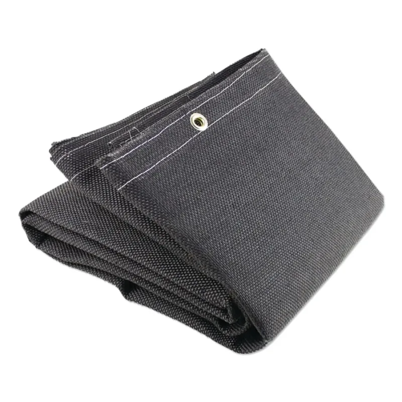 Vermiculite Medium-Duty Welding Blanket, 10 ft W x 10 ft L, 24 oz, with Grommets, Black
