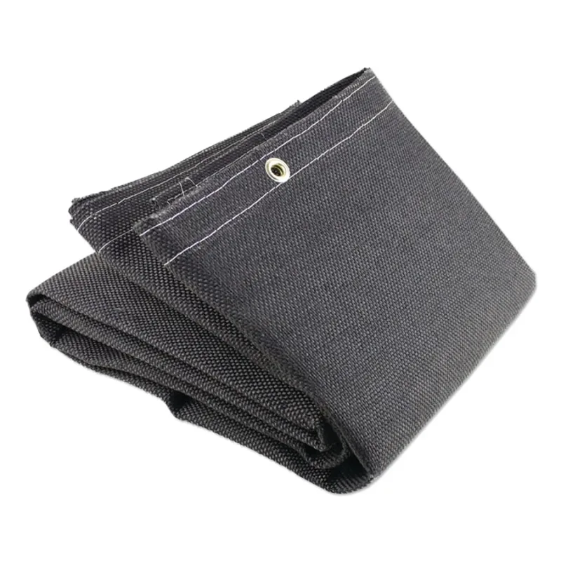 Vermiculite Medium-Duty Welding Blanket, 8 ft W x 10 ft L, 24 oz, with Grommets, Black