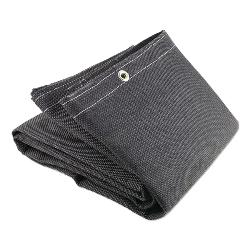 Vermiculite Medium-Duty Welding Blanket, 6 ft W x 6 ft L, 24 oz, with Grommets, Black