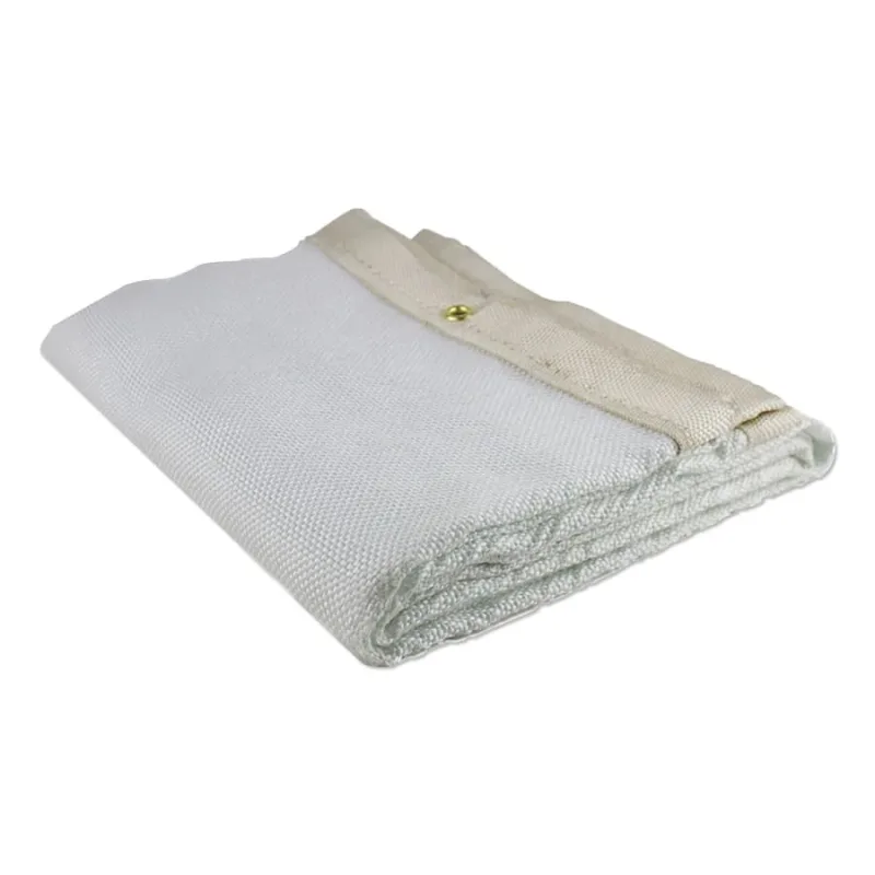 Uncoated Fiberglass Light-Duty Welding Blanket, 8 ft W x 8 ft L, 18 oz, with Grommets, White