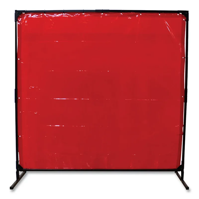 Welding Curtain and Frame Combo Kit, 6 ft L, 6 ft W, Vinyl, Orange