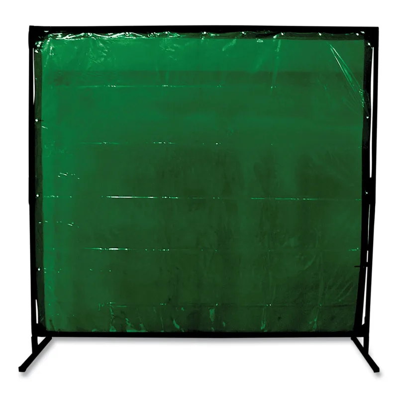 Welding Curtain and Frame Combo Kit, 6 ft L, 6 ft W, Vinyl, Green