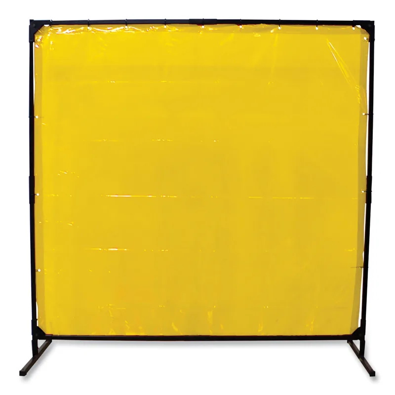 Welding Curtain and Frame Combo Kit, 8 ft L, 6 ft W, Vinyl, Gold