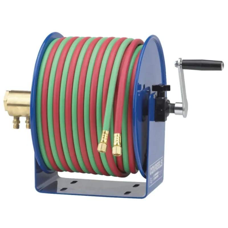 100W Series Welding Hand Crank Twin Line Hose Reel, 50 ft Hose with Fittings, Other Fuels