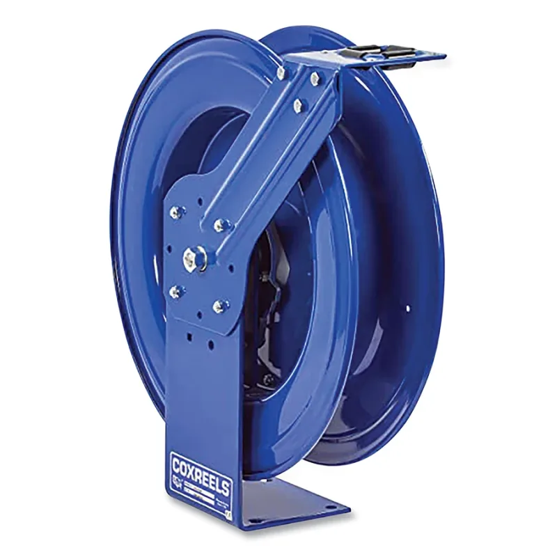 Dual Hydraulic Hose Spring Rewind Hose Reels for hydraulic oil, 1/4 in inside dia, 50 ft hose capacity, 3000 psi