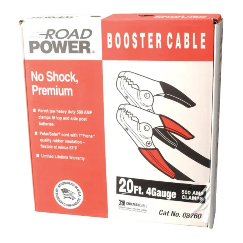 Booster Cables, 4/1 AWG, 16 ft, Black