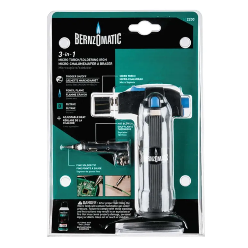 Trigger Start Micro Torch, Butane, With Torch and 3-in-1 Versatile Tip, Brass (189-ST2200T) - additional view 1