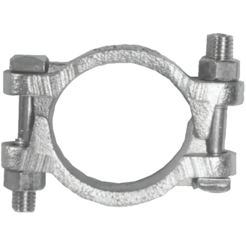 Double Bolt Hose Clamps, 1 1/8"-1 3/16" Hose OD, Malleable Iron, 100/Bx