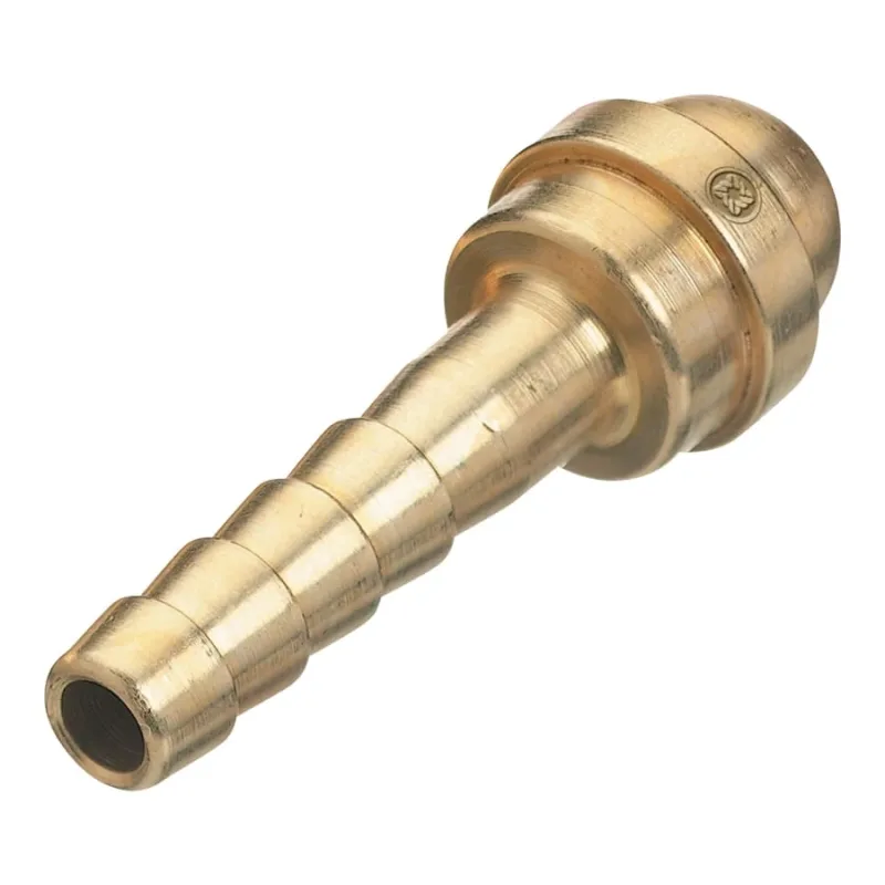 Barbed Hose Nipple, 200 psig, Brass, B-Size, 3/16 in I.D.