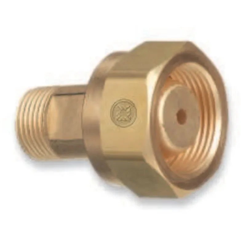 Brass Cylinder Adaptor, From CGA-520 B Tank Acetylene To CGA-300 Commercial Acetylene